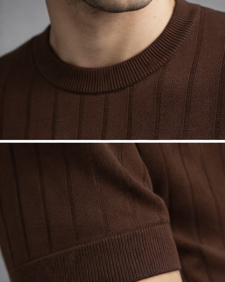 Textured Knit T-Shirt – Rich Brown gallery.thumbnail 2
