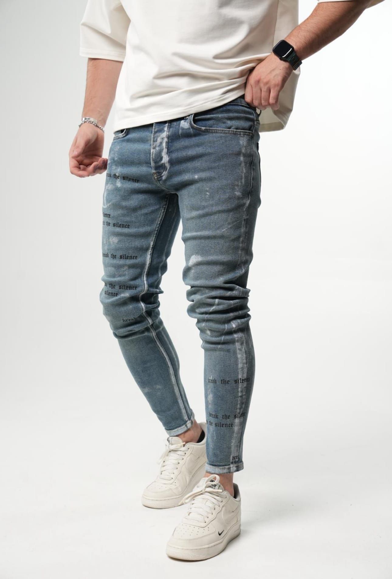 Blue Printed Skinny Jeans gallery.thumbnail 2