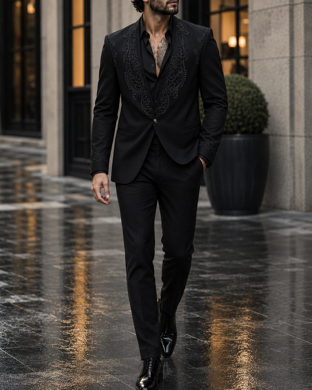 Black Embroidered Suit gallery.thumbnail 1