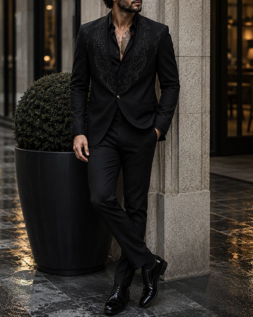 Black Embroidered Suit gallery.thumbnail 2