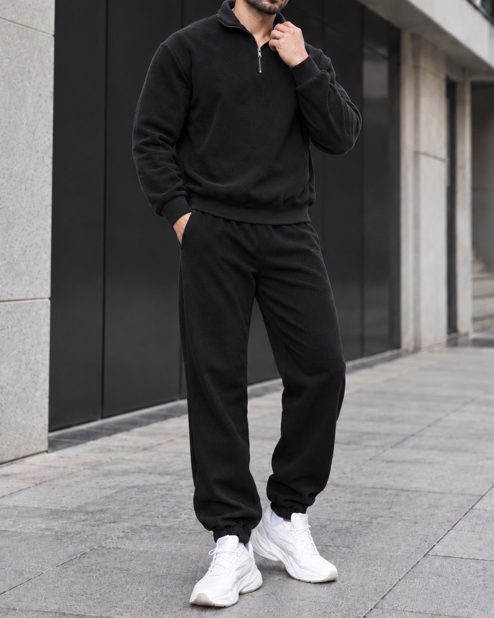 Black Half-Zip Tracksuit Set gallery.thumbnail 2
