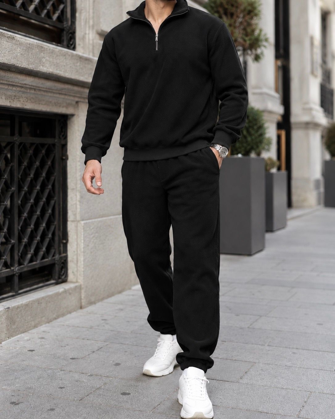 Black Half-Zip Tracksuit Set gallery.thumbnail 1