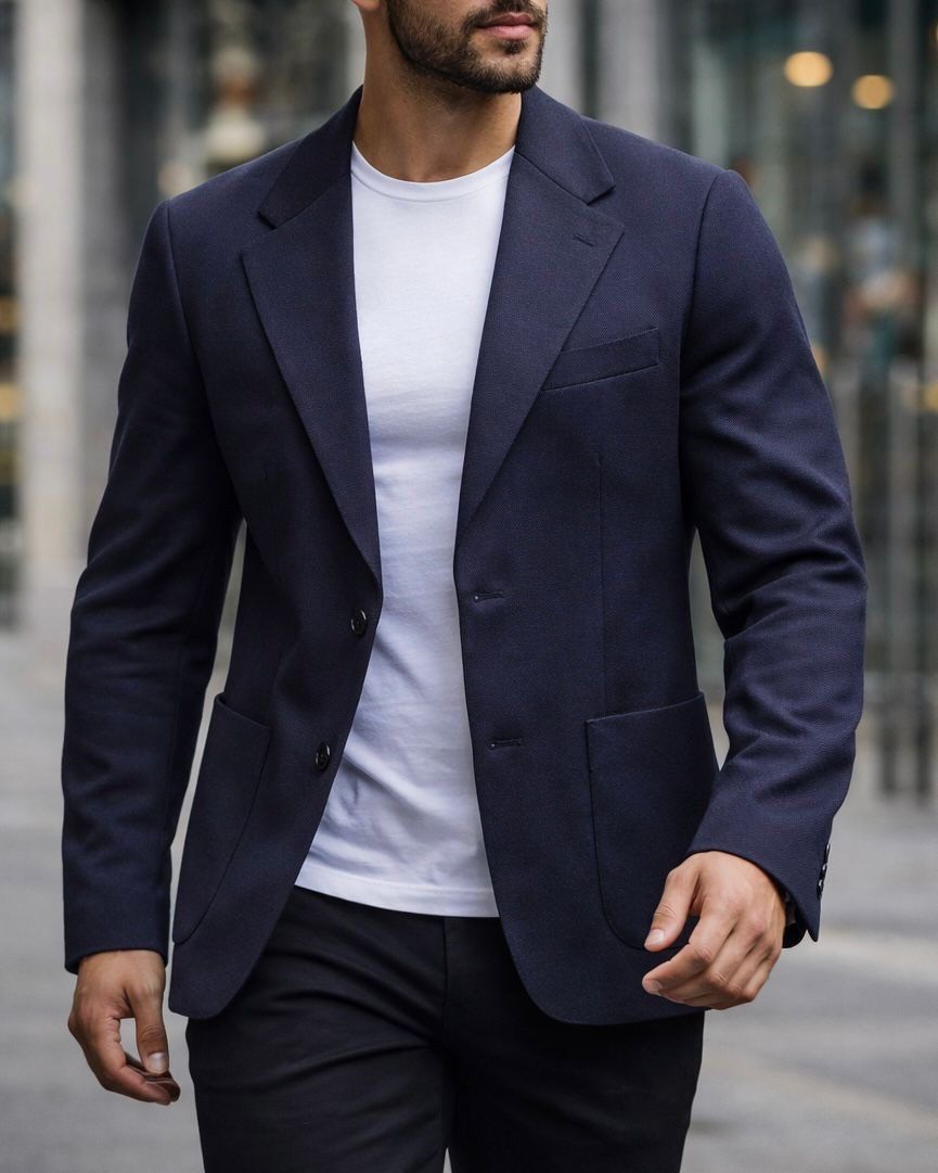 Tailored Minimal Blazer – Navy gallery.thumbnail 2