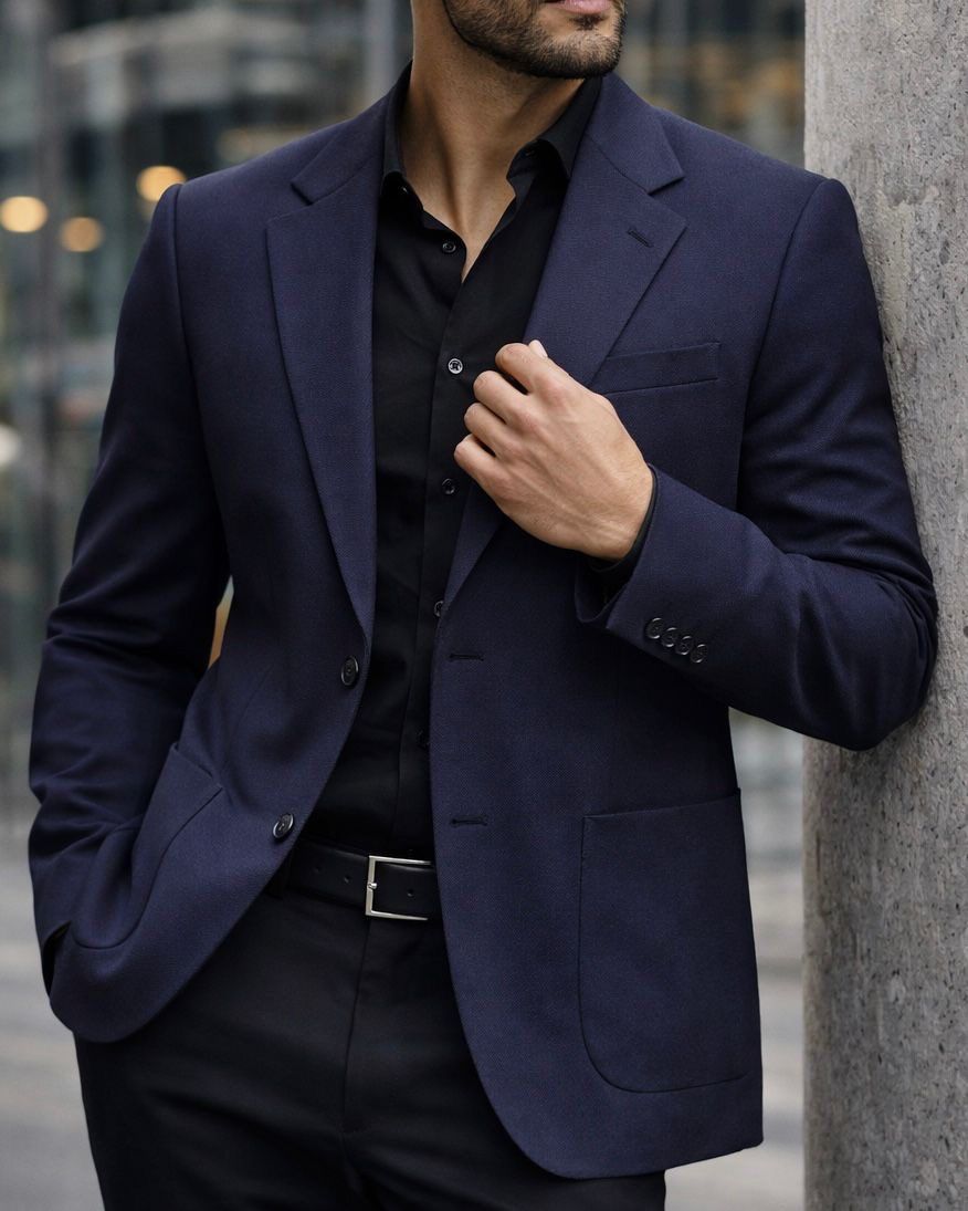 Tailored Minimal Blazer – Navy gallery.thumbnail 3