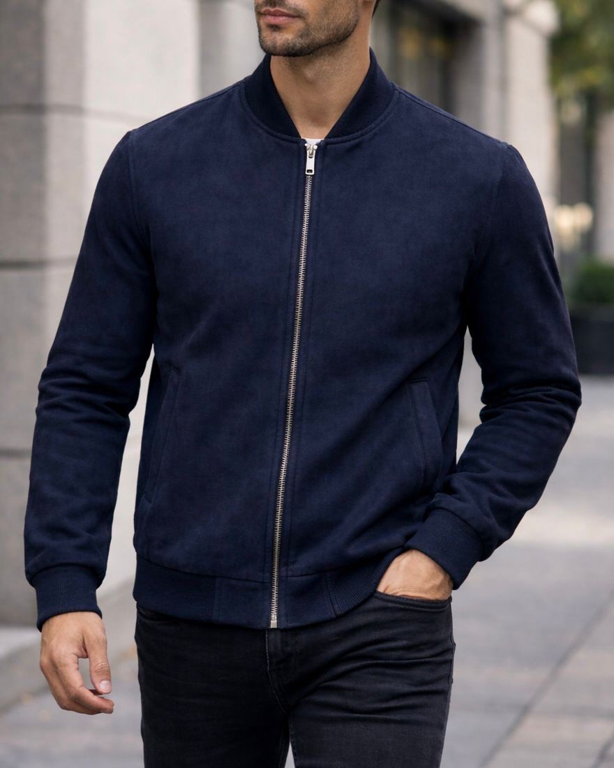 Essential Bomber Jacket – Navy gallery.thumbnail 2