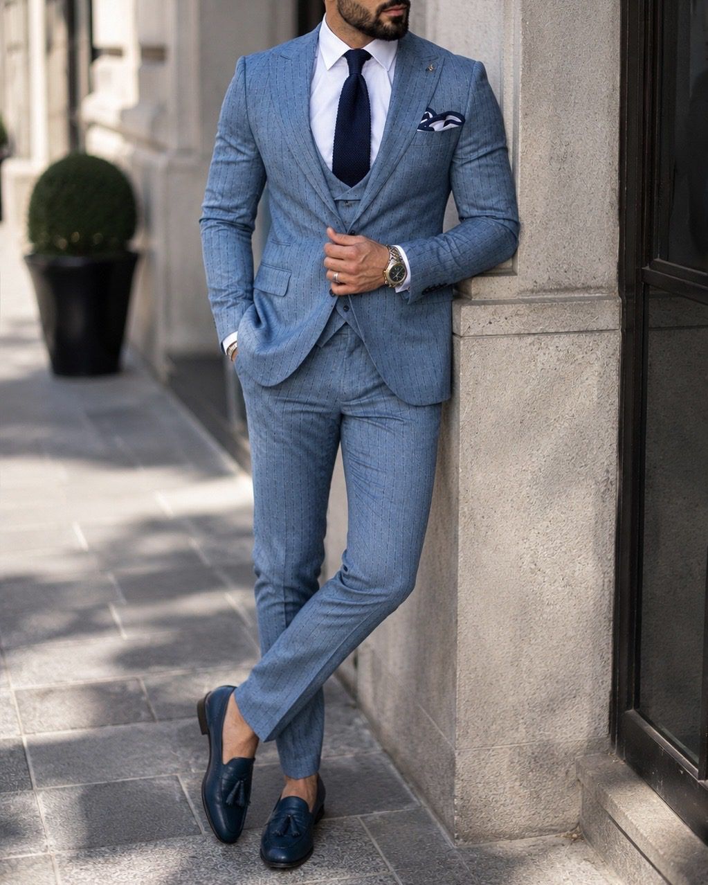 Sky Blue Pinstripe Three Piece Suit gallery.thumbnail 2