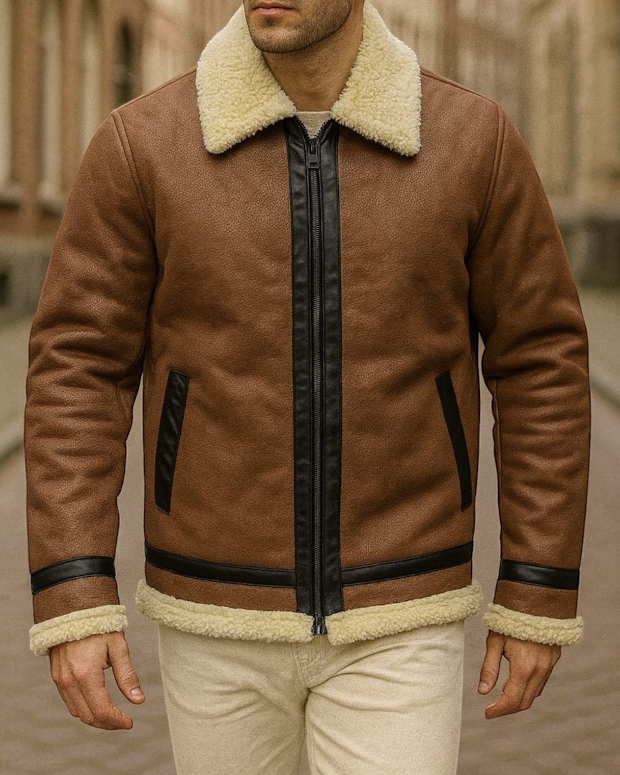 CARAMEL BROWN SHEARLING JACKET gallery.thumbnail 1