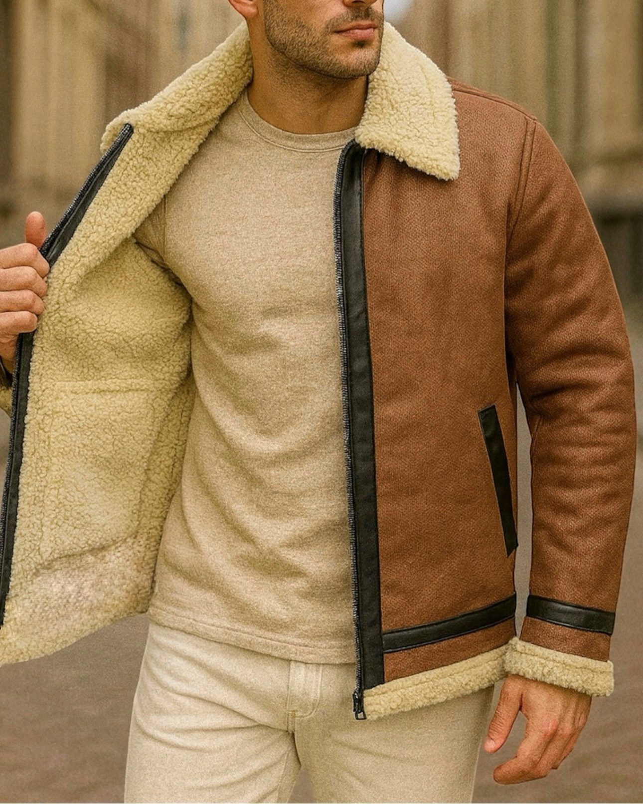 CARAMEL BROWN SHEARLING JACKET gallery.thumbnail 2