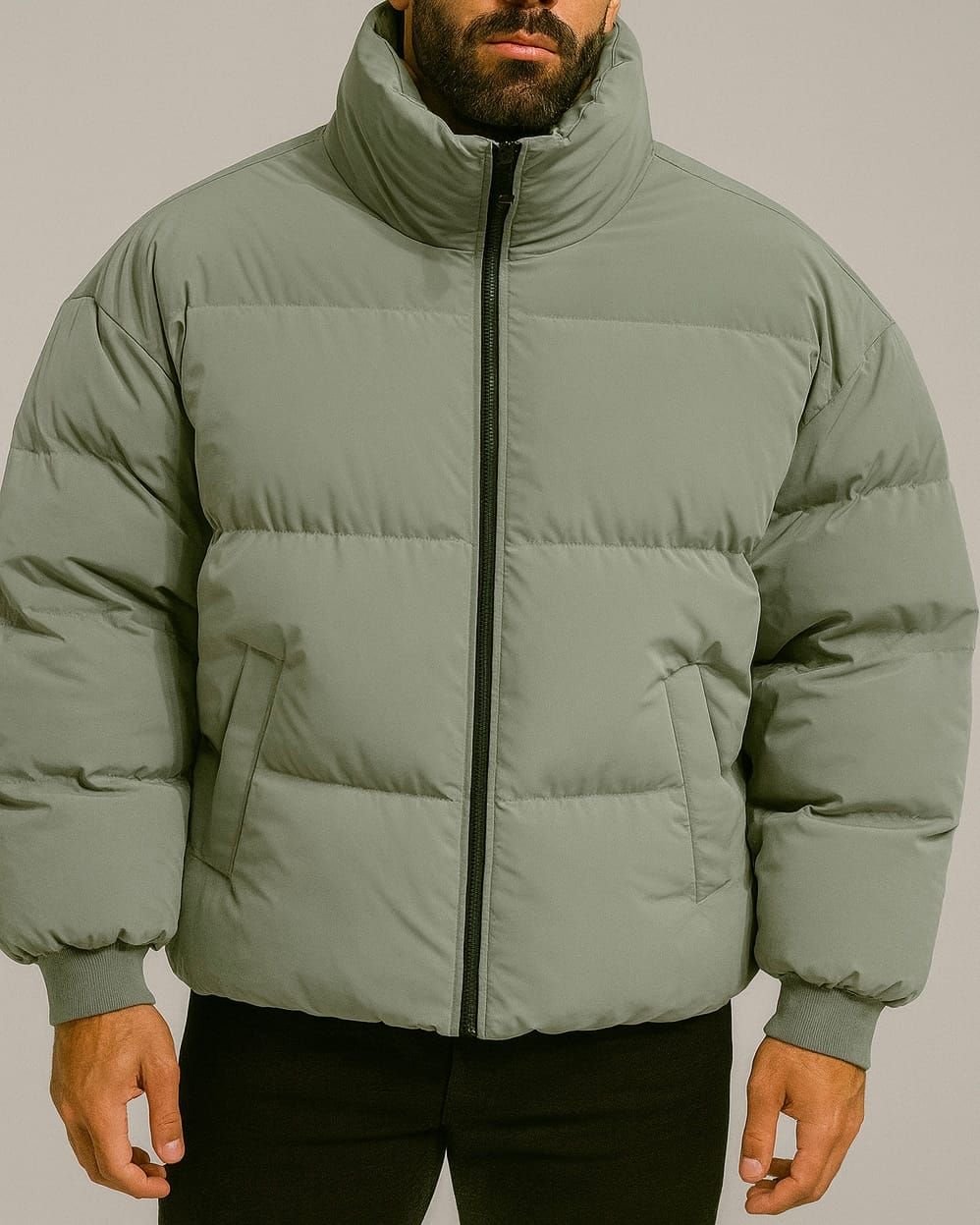 Sage Green Puffer Jacket gallery.thumbnail 1