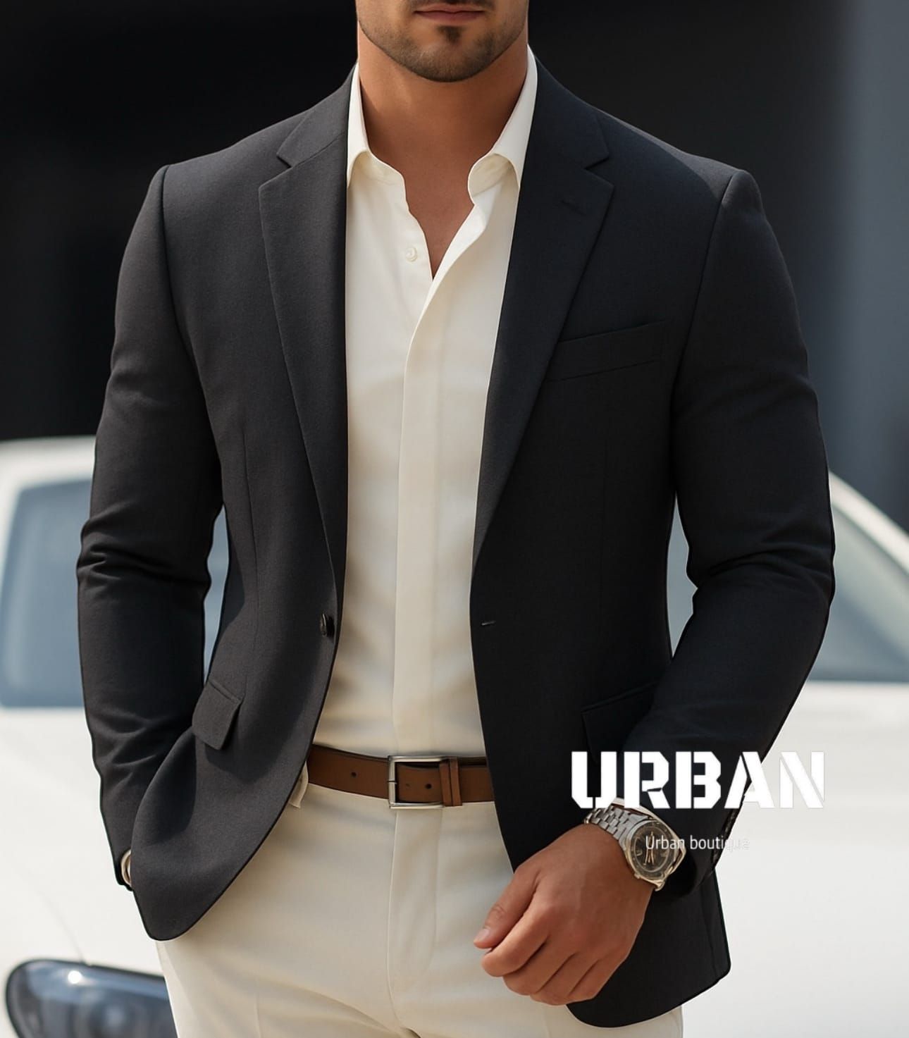 Dark Grey Slim Fit Blazer gallery.thumbnail 1