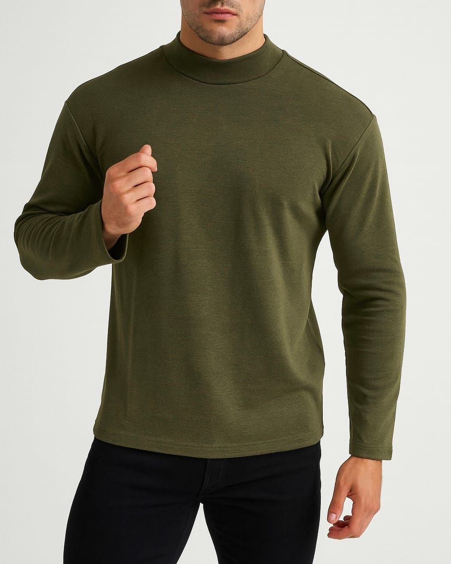 Olive Green Mock Neck Top gallery.thumbnail 1