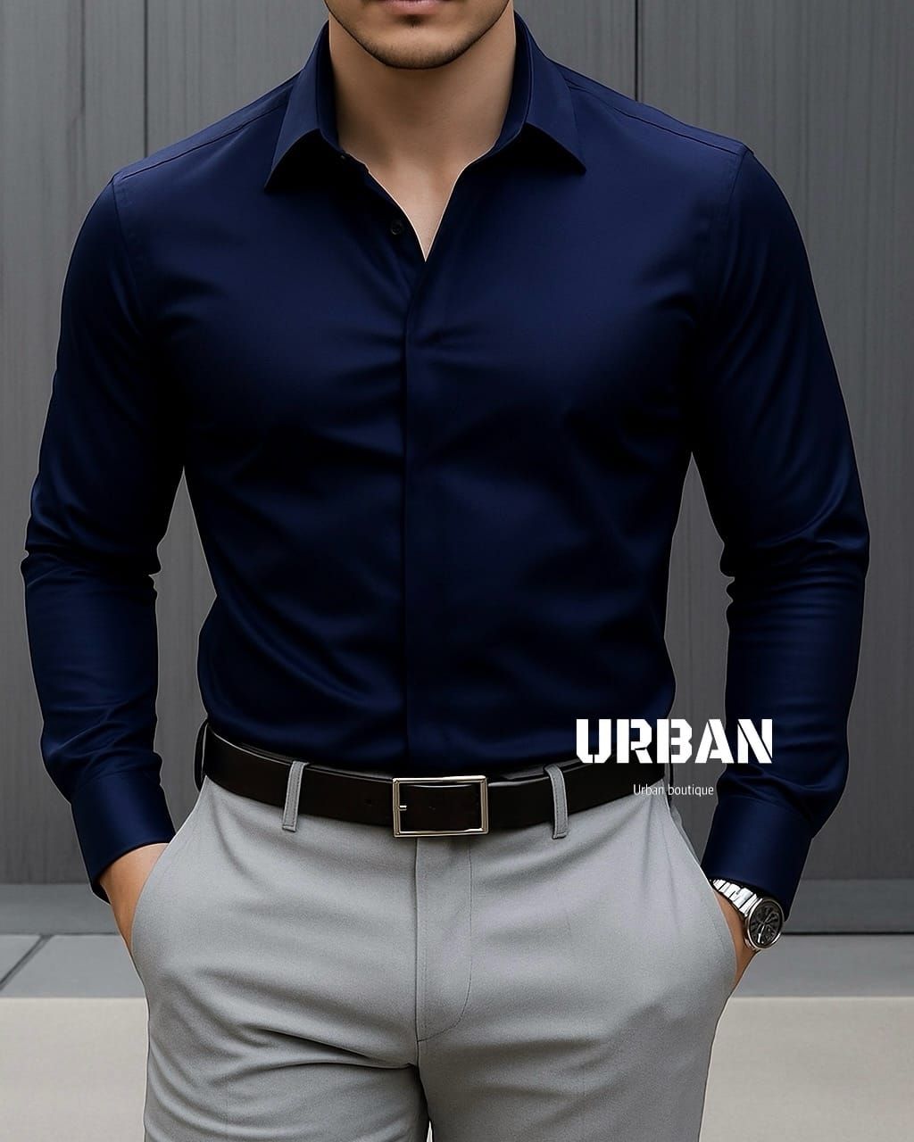 Navy Blue Long Sleeve Shirt gallery.thumbnail 1