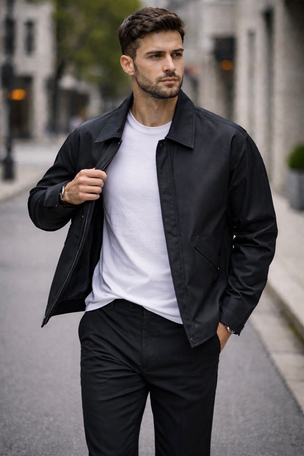 Modern Utility Leather Jacket – Black gallery.thumbnail 2