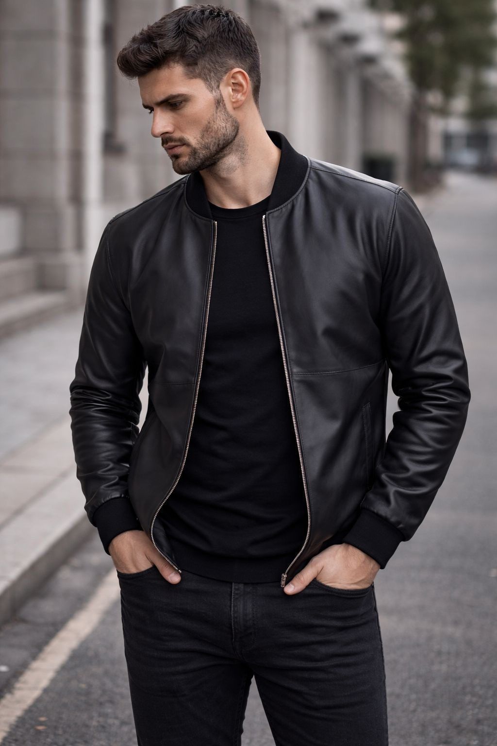 Matte Leather Jacket – Black gallery.thumbnail 1