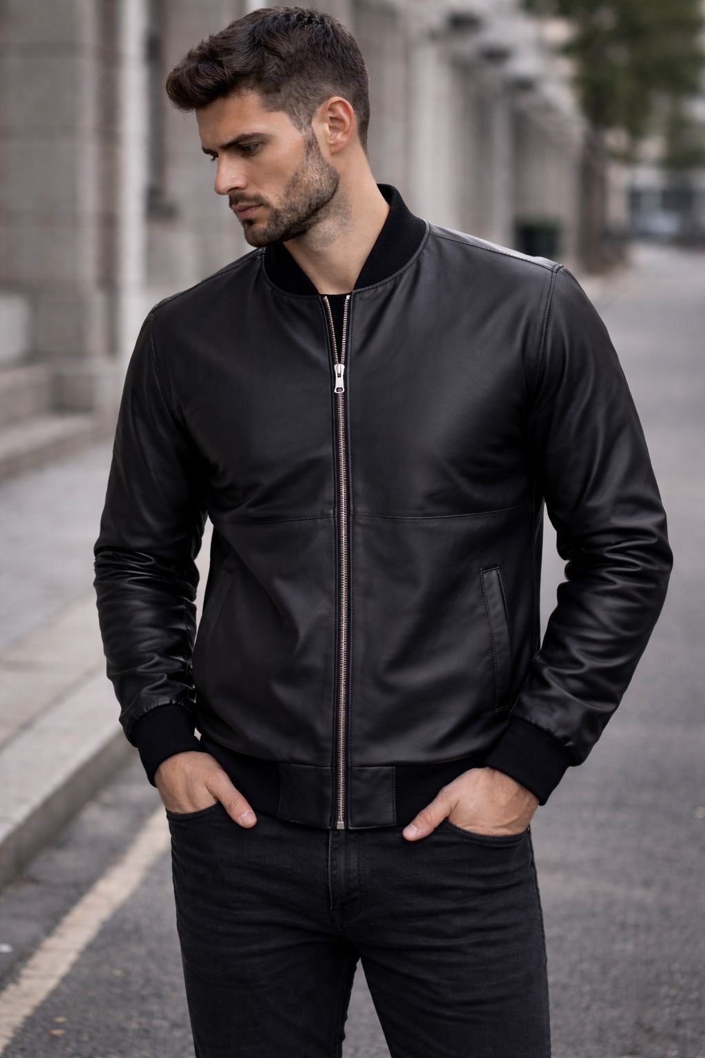 Matte Leather Jacket – Black gallery.thumbnail 2