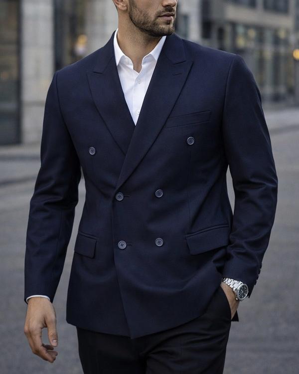 Navy Double-Breasted Blazer