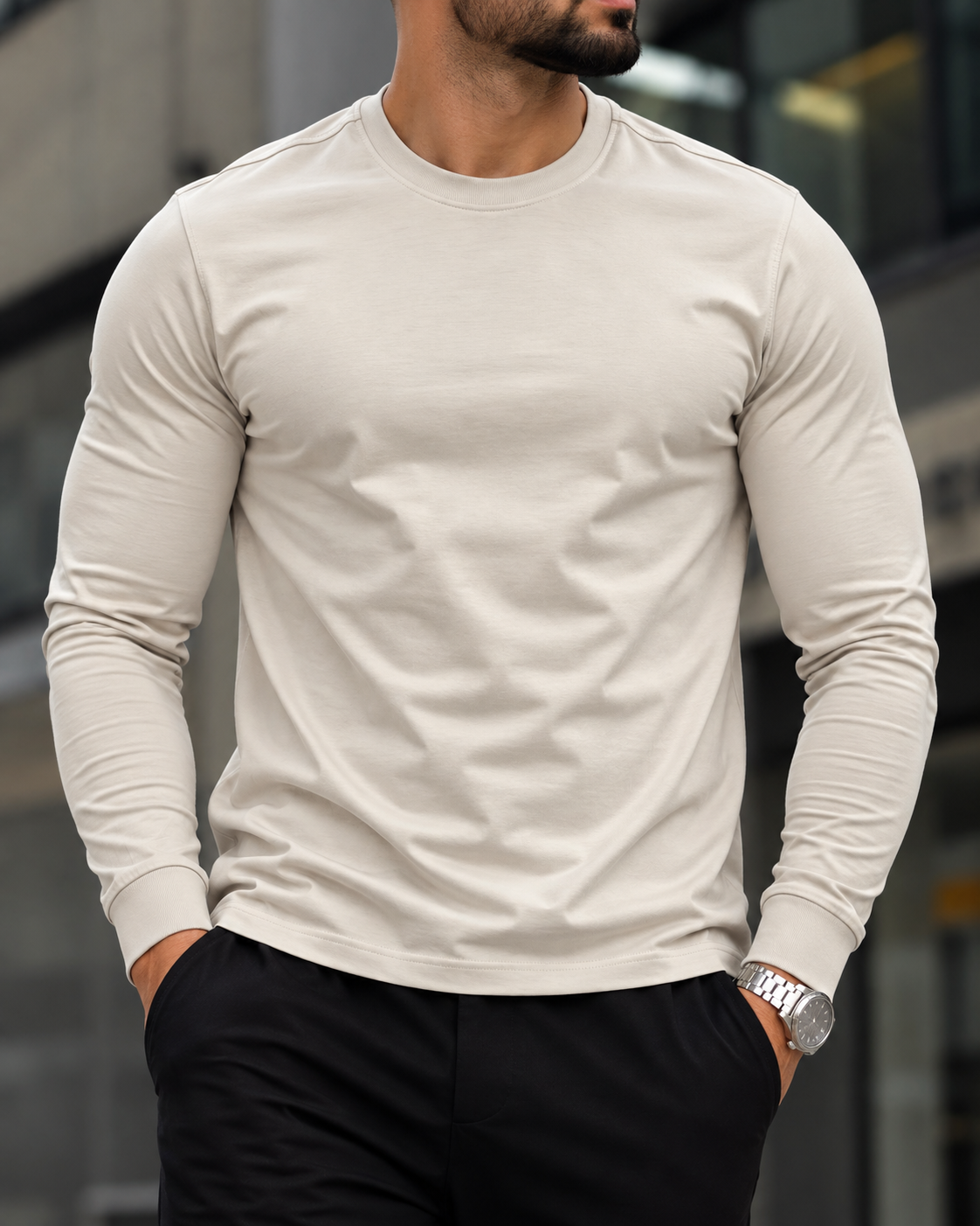 Beige Long Sleeve T-Shirt gallery.thumbnail 1