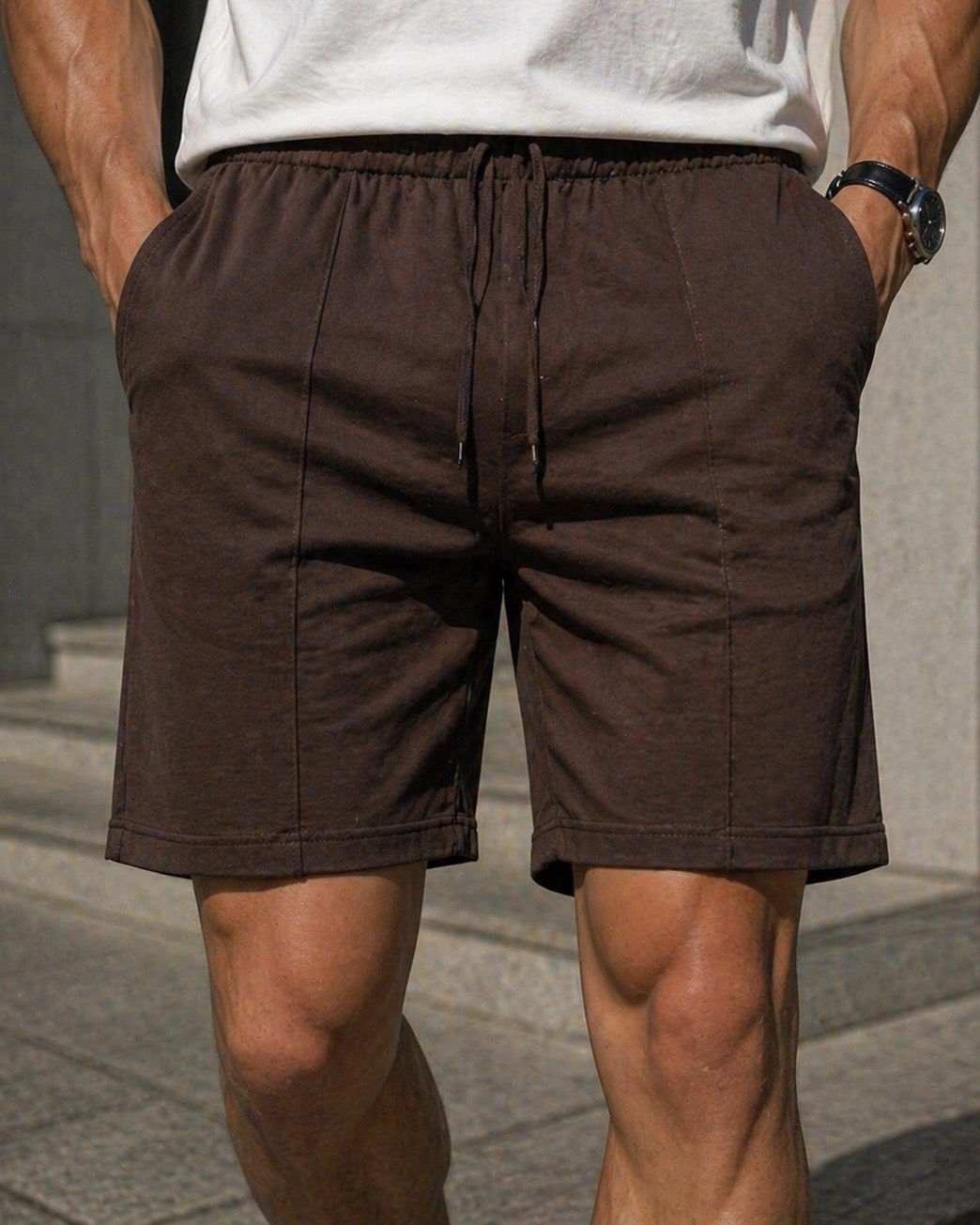 Polo Shirt and Shorts Set – White/Brown gallery.thumbnail 5