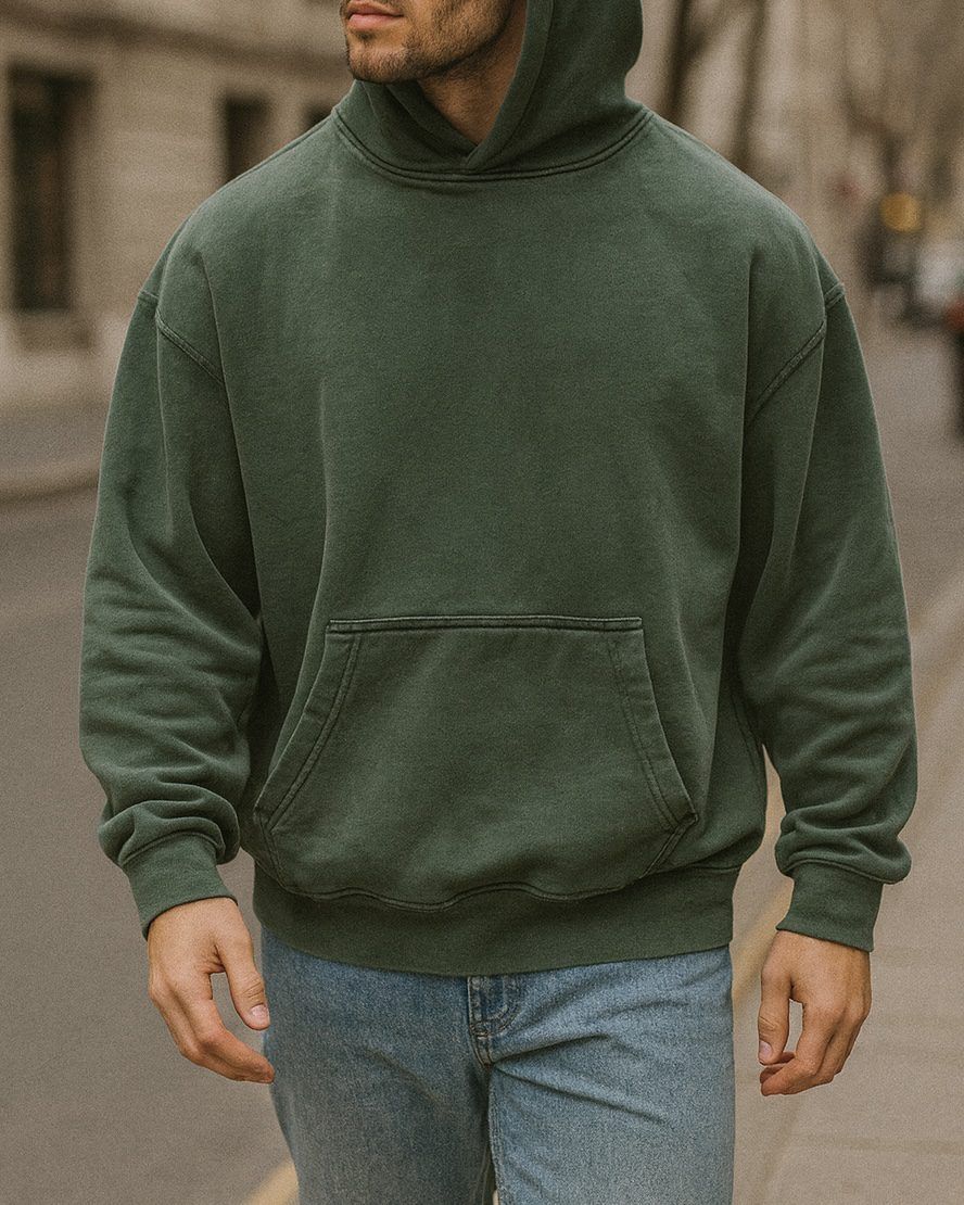 PREMIUM SHERPA FLEECE HOODIE – ARMY GREEN gallery.thumbnail 1