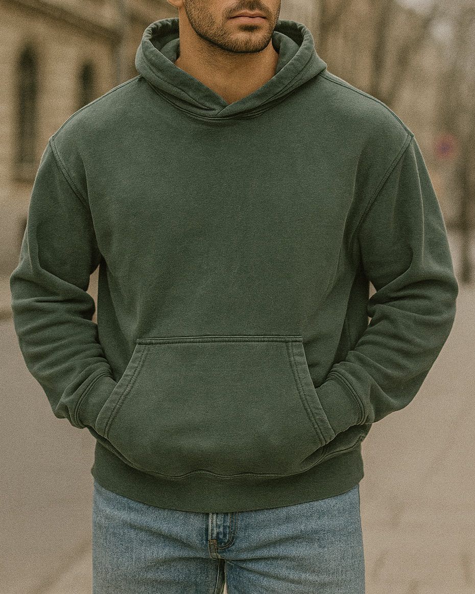 PREMIUM SHERPA FLEECE HOODIE – ARMY GREEN gallery.thumbnail 2