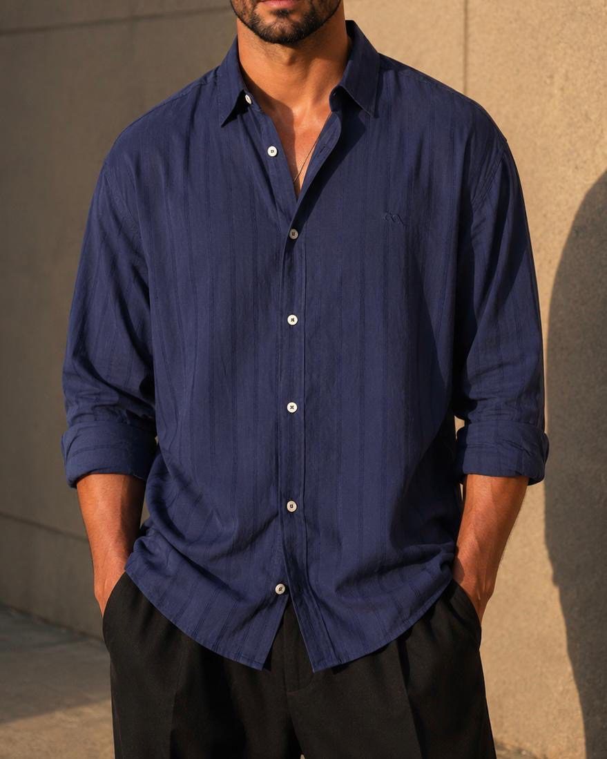 Textured Shirt – Navy gallery.thumbnail 1