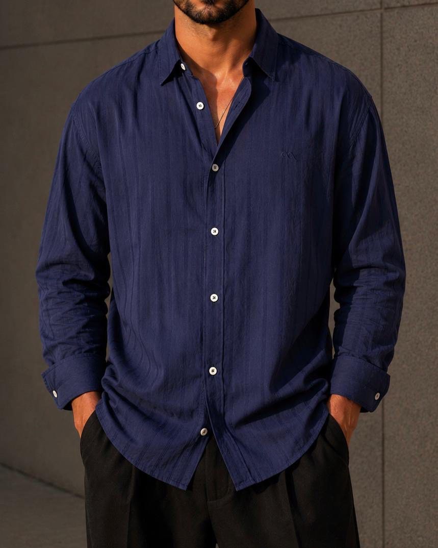 Textured Shirt – Navy gallery.thumbnail 2