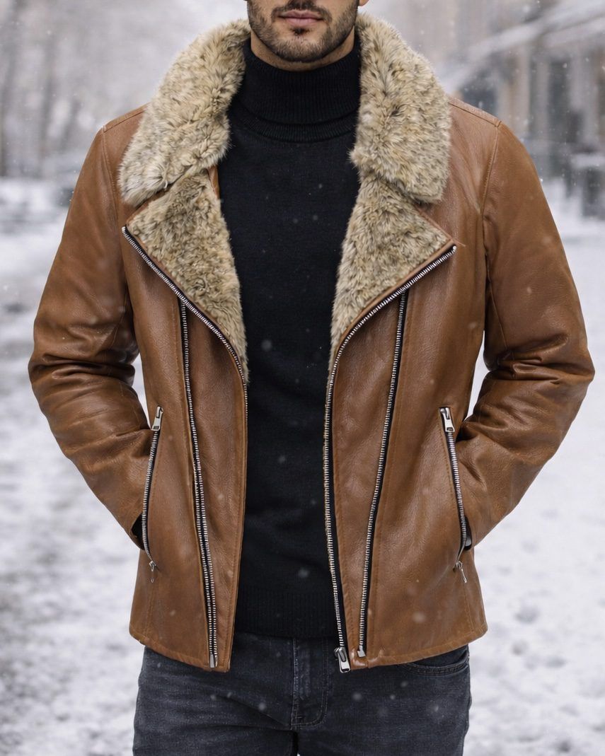Heritage Luxe Shearling Leather Jacket – Brown gallery.thumbnail 2