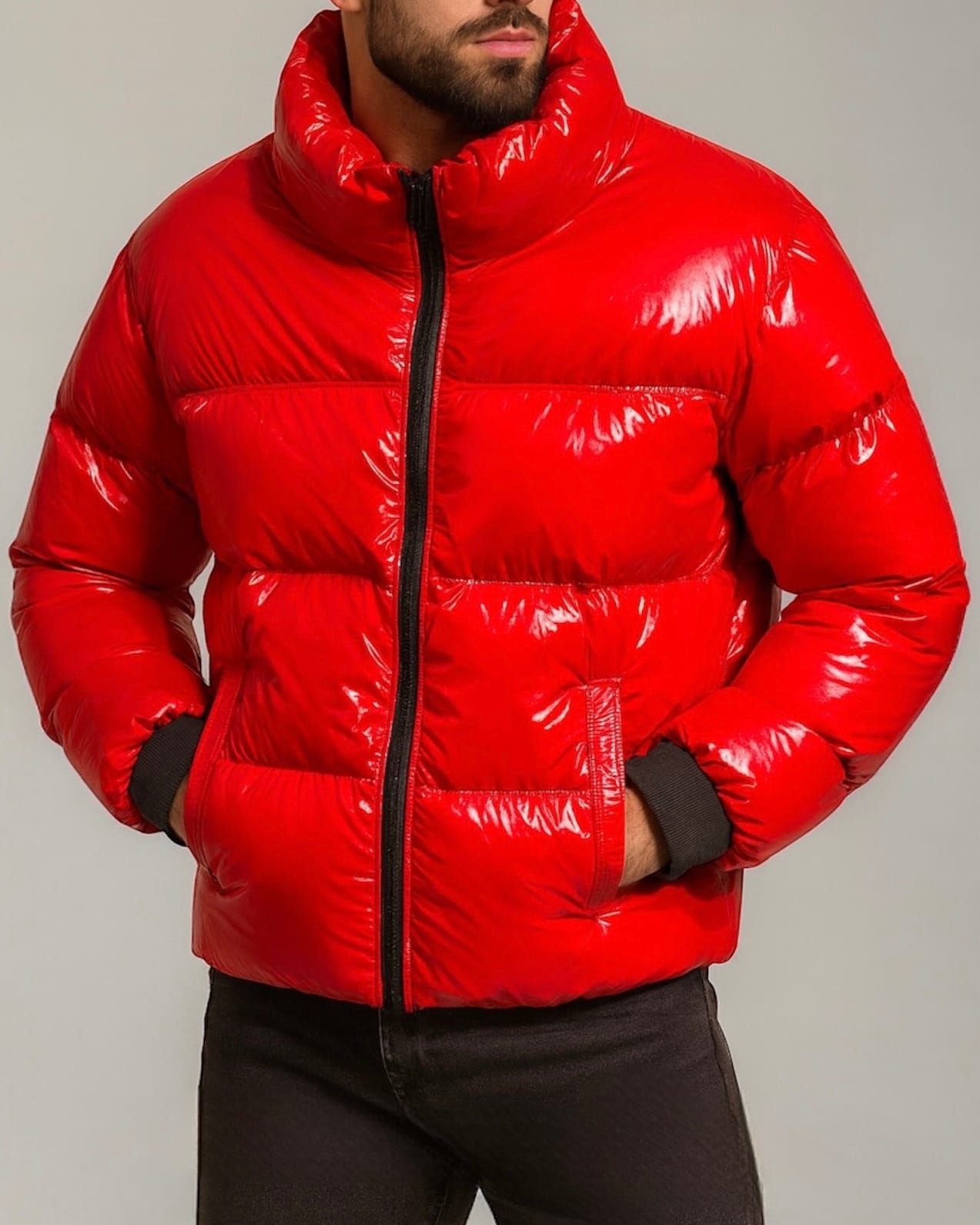 Red Gloss Puffer Jacket gallery.thumbnail 1