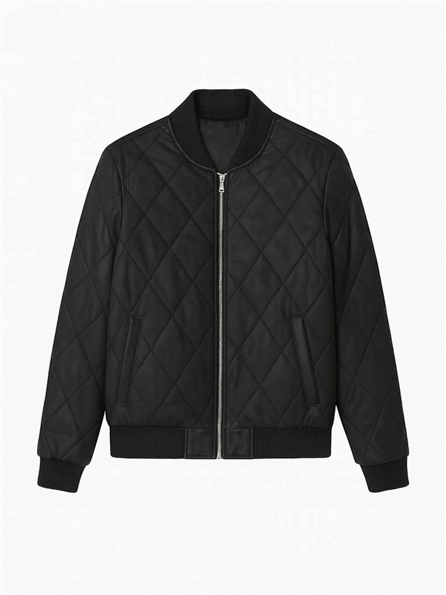 Black Quilted Leather Jacket gallery.thumbnail 2