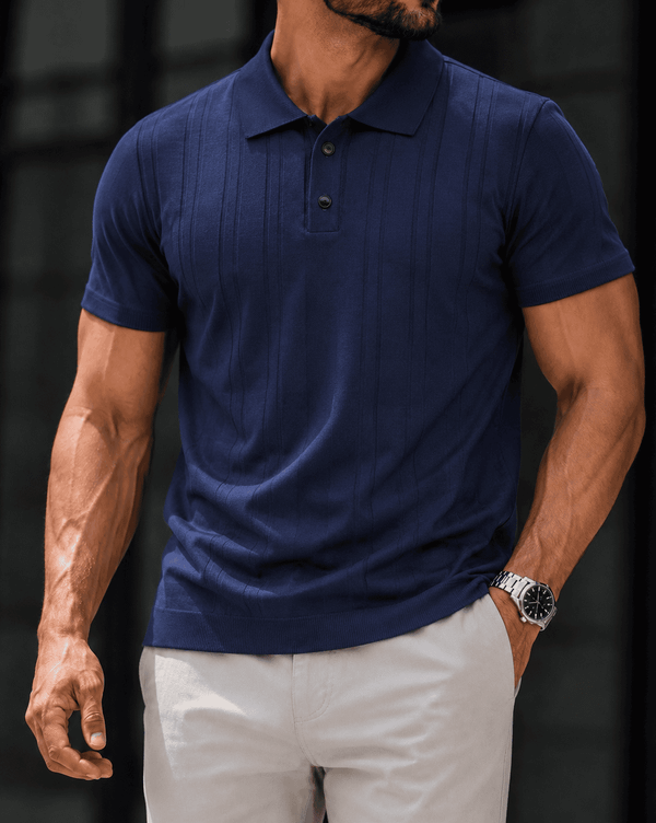 Vertical Knit Polo – Navy