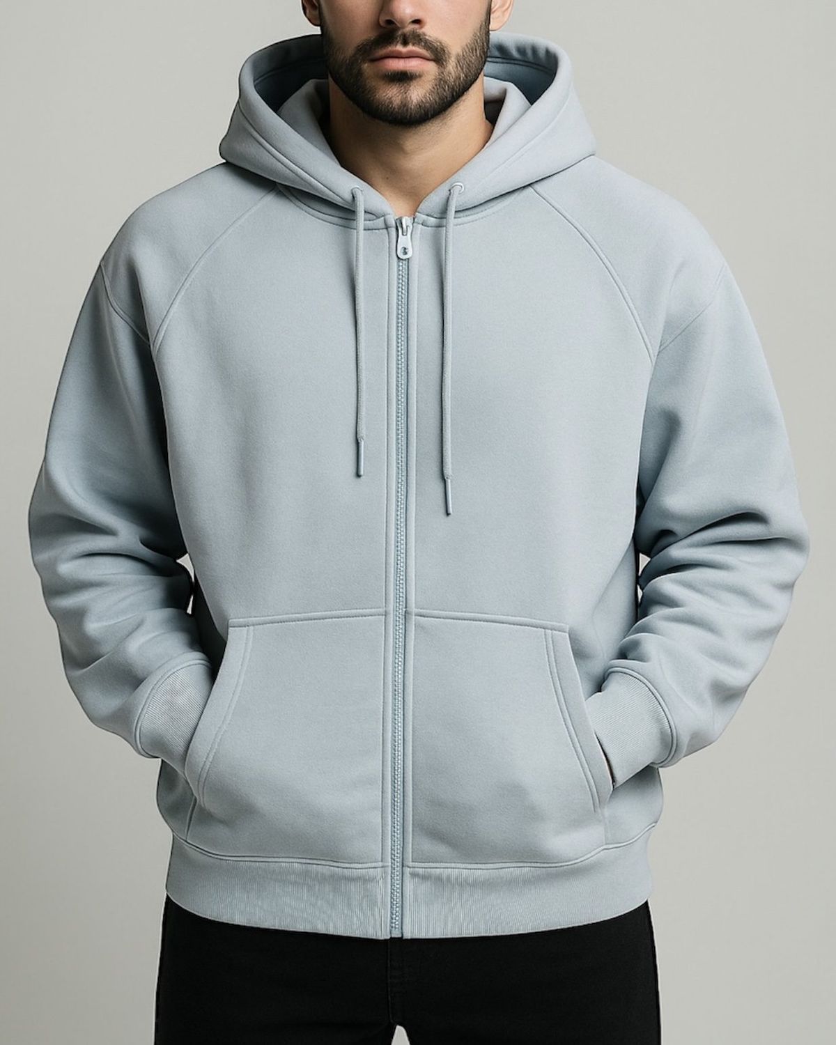 ZIP-UP HOODIE – LIGHT BLUE 1