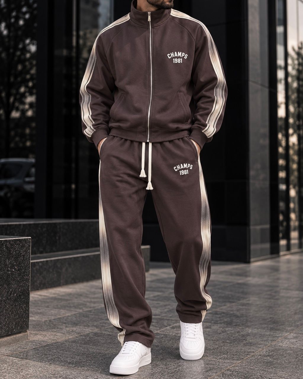 Brown Gradient Stripe Tracksuit Set gallery.thumbnail 3