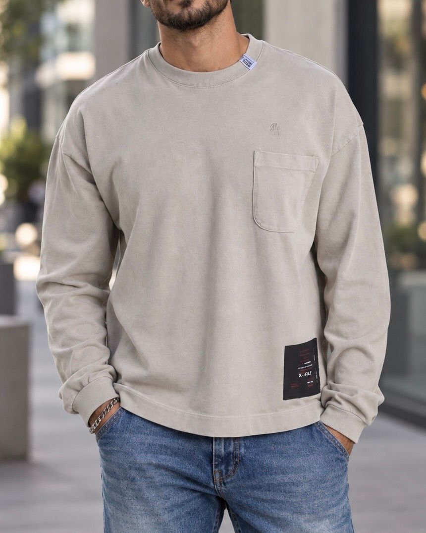 POCKET LONG-SLEEVE T-SHIRT – LIGHT TAUPE  gallery.thumbnail 1