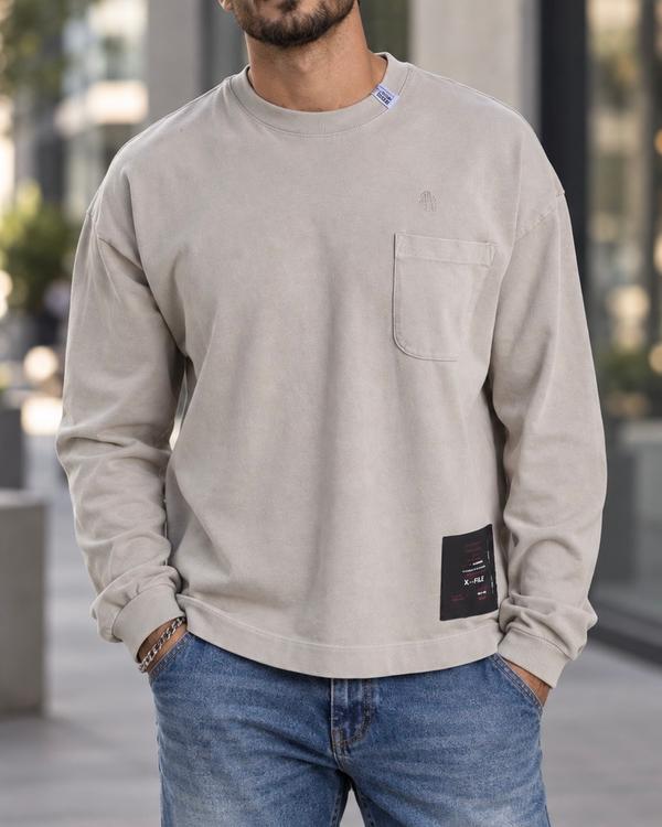POCKET LONG-SLEEVE T-SHIRT – LIGHT TAUPE 