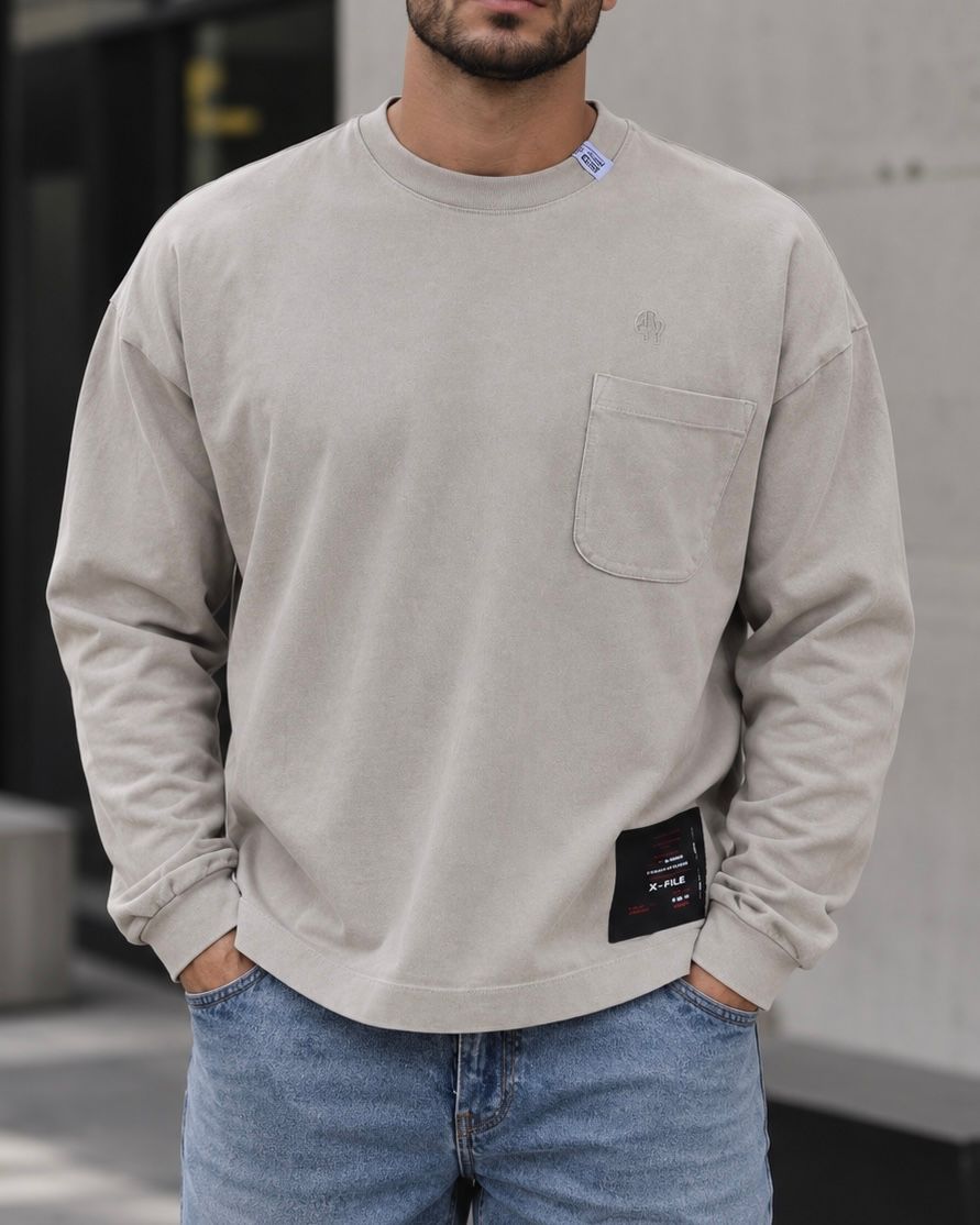 POCKET LONG-SLEEVE T-SHIRT – LIGHT TAUPE  gallery.thumbnail 2
