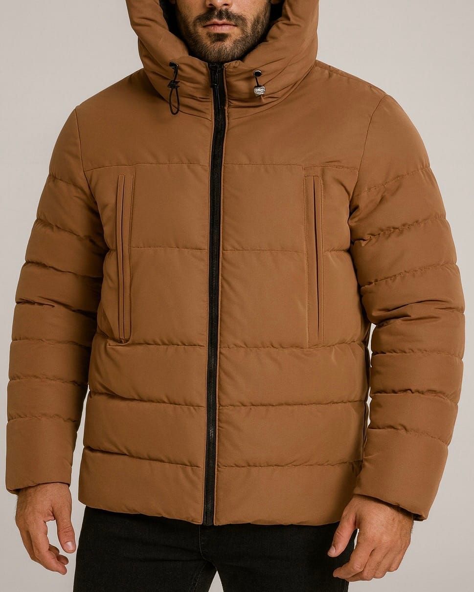 PADDED WINTER JACKET WITH HOOD – BROWN gallery.thumbnail 2