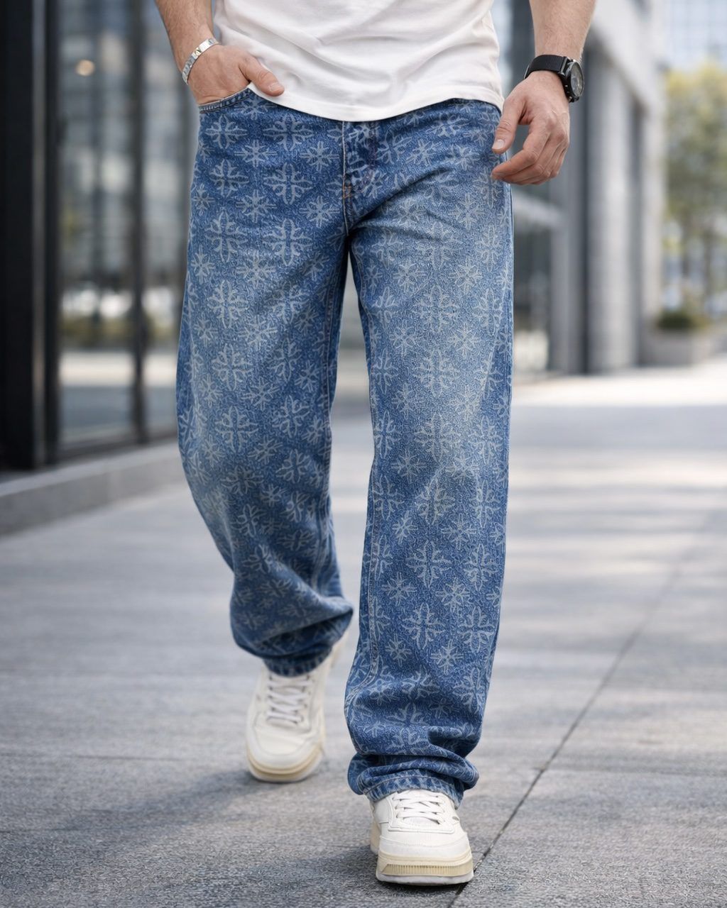 Pattern Denim Jeans – Blue 1