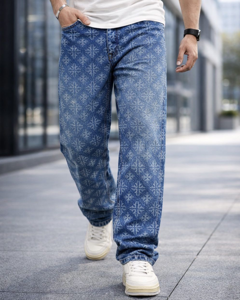 Pattern Denim Jeans – Blue gallery.thumbnail 3