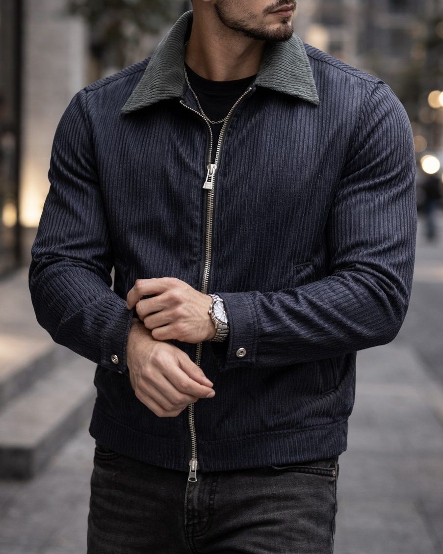 Refined Textured Jacket – Deep Navy gallery.thumbnail 3