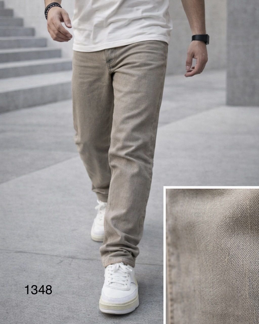 Essential Slim Fit Beige Denim Jeans gallery.thumbnail 3