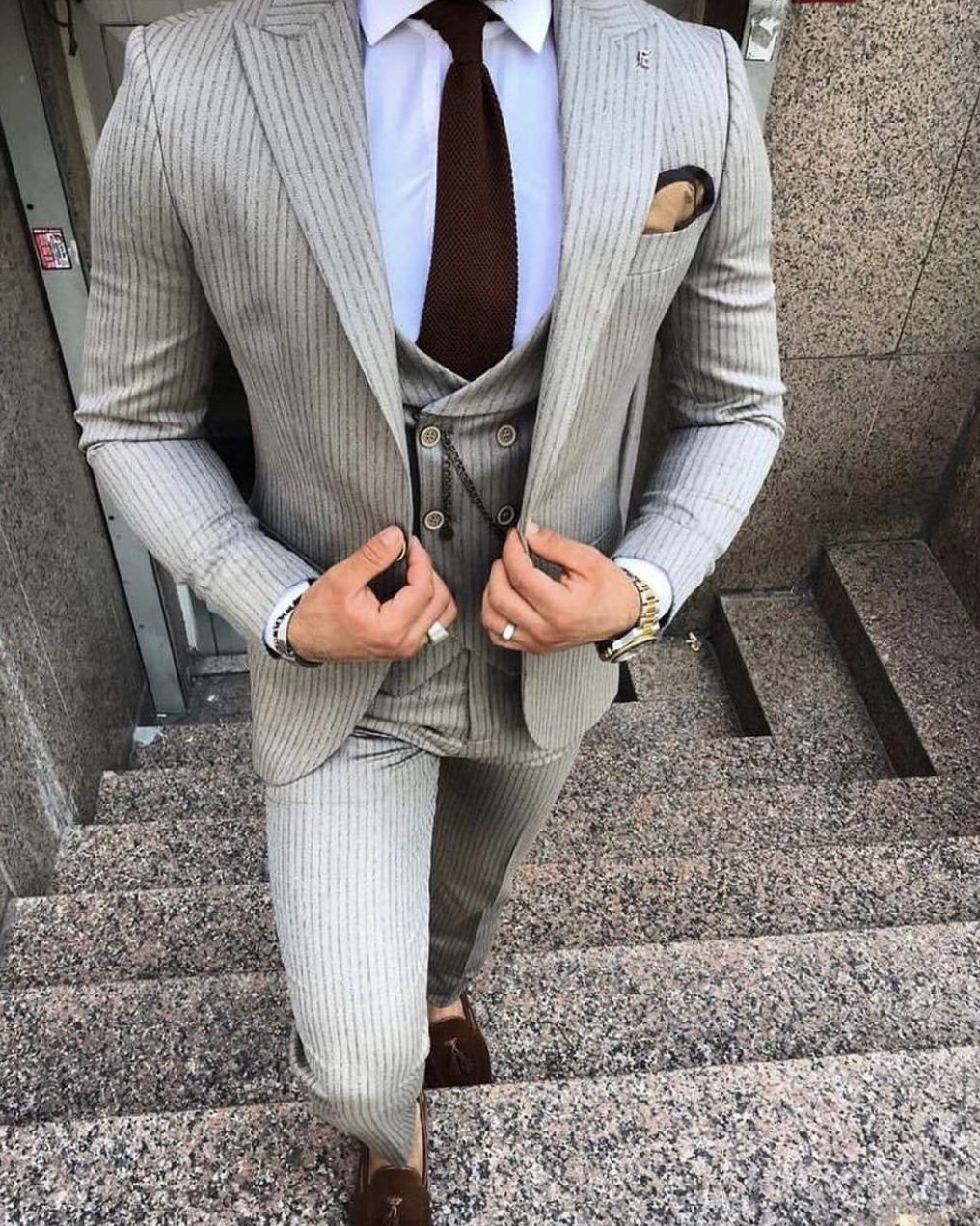 Light Grey Pinstripe Suit – Signature Elegance Edition gallery.thumbnail 1