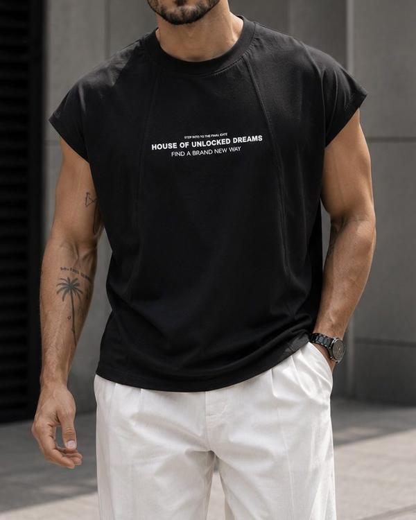 Sleeveless Statement T-Shirt – Black
