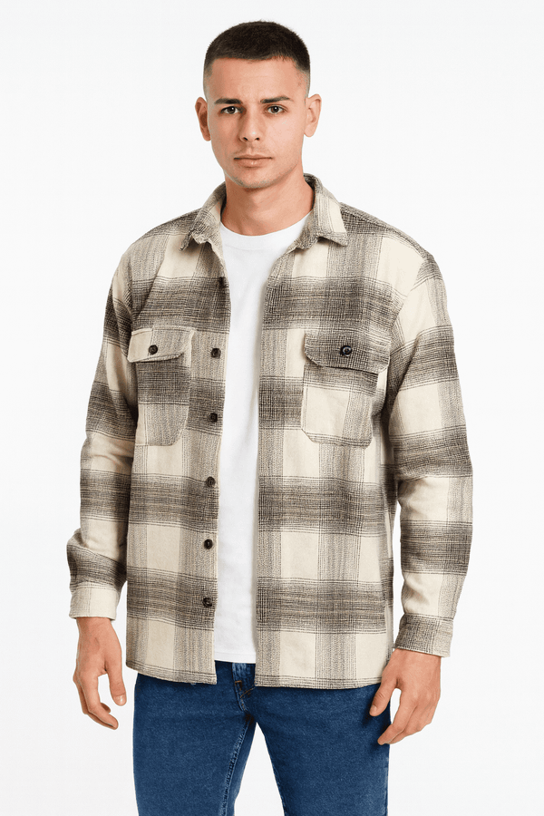 Beige Check Overshirt