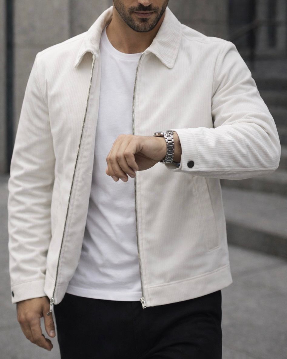 Refined Textured Jacket – White 2