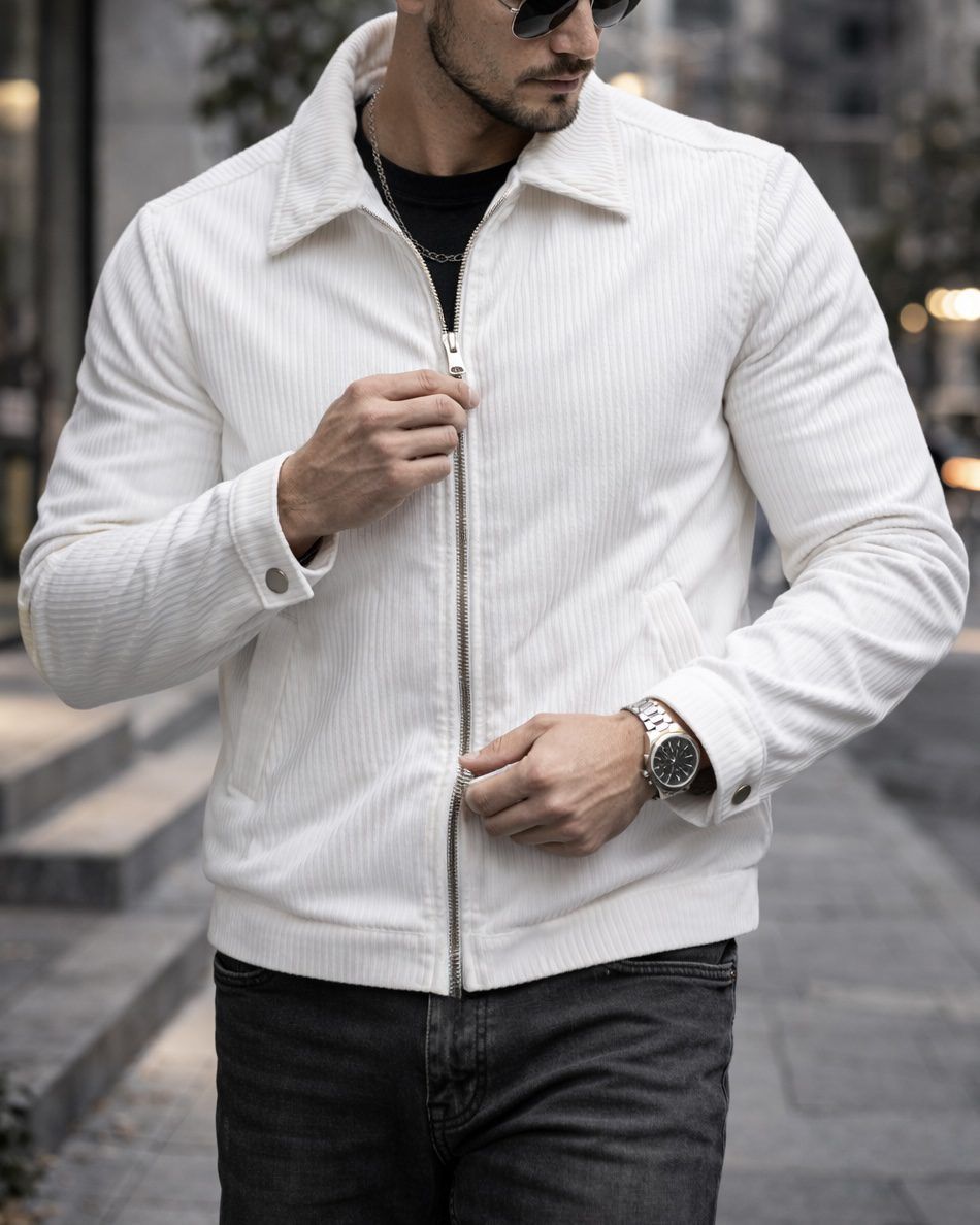 Refined Textured Jacket – White gallery.thumbnail 3