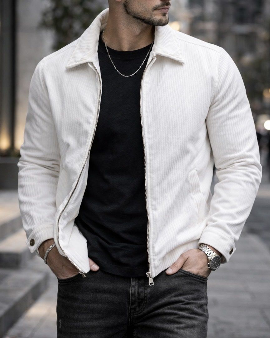 Refined Textured Jacket – White 4