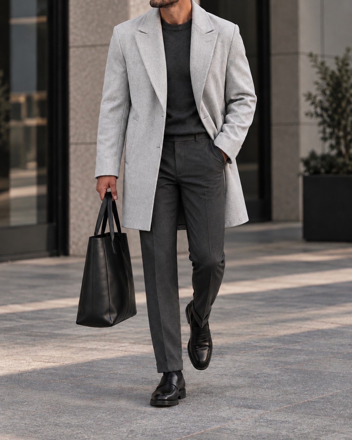 Light Grey Single-Breasted Tailored Coat gallery.thumbnail 3