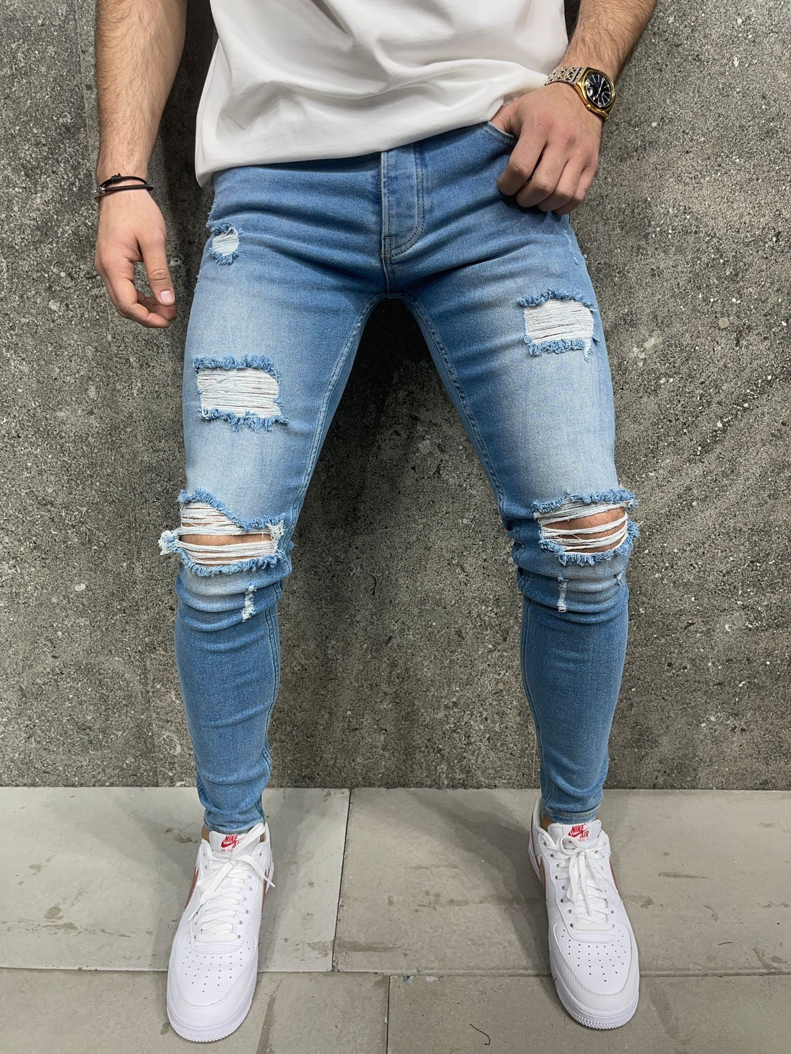 Light Blue Ripped Skinny Jeans – 7272 gallery.thumbnail 1