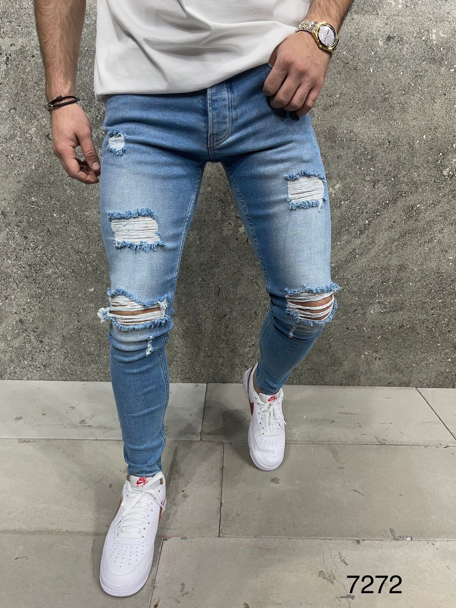 Light Blue Ripped Skinny Jeans – 7272 gallery.thumbnail 2