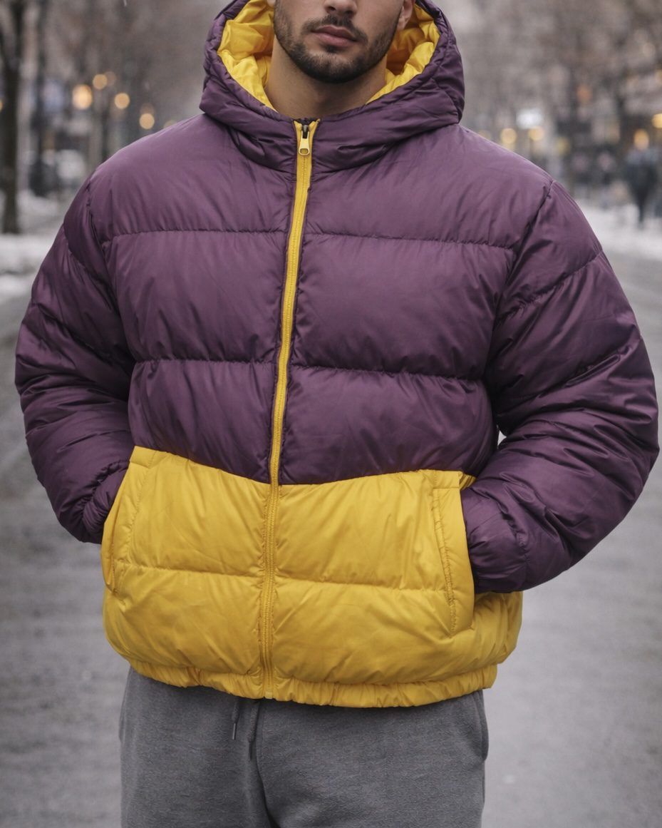 Two-Tone Hooded Puffer Winter Jacket gallery.thumbnail 2